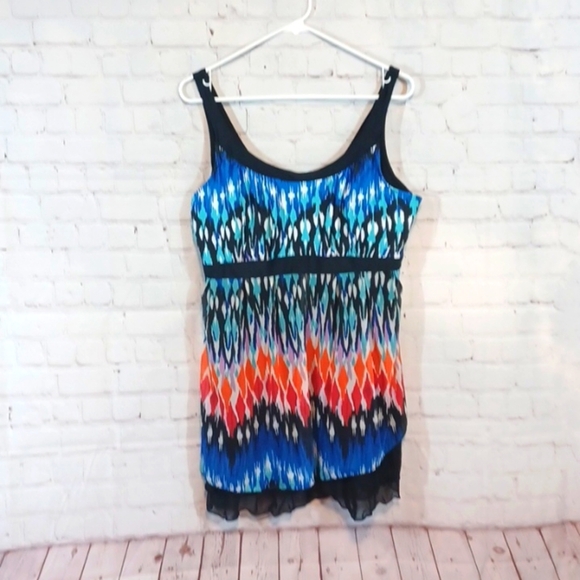 One Piece Womans Tie Dye Multi Color  Bathing Suit XXL - Picture 1 of 9